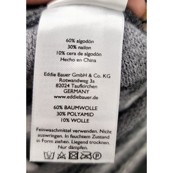 Eddie Bauer Womens Gray Knit Poncho XL/2XL Cotton Blend Striped Fringe Details - Picture 6 of 9